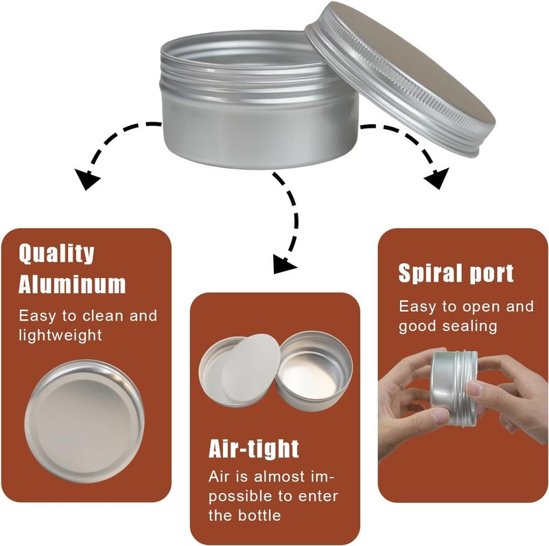 LIYAR 3 oz Tins with Lids, 40 Pack Aluminum Jars 3 oz Tin Salve Tins Refillable Containers With Screw Top and Labels for Salve,Candle,Spices or Balms(Silver) - Image 4